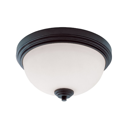 Chelsey 2 Light Flush Mount, Bronze & Matte Opal